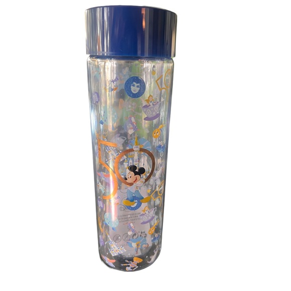 NEW 50th Anniversary Water Bottle Walt Disney World Parks Clear Mickey Epcot - Picture 2 of 4